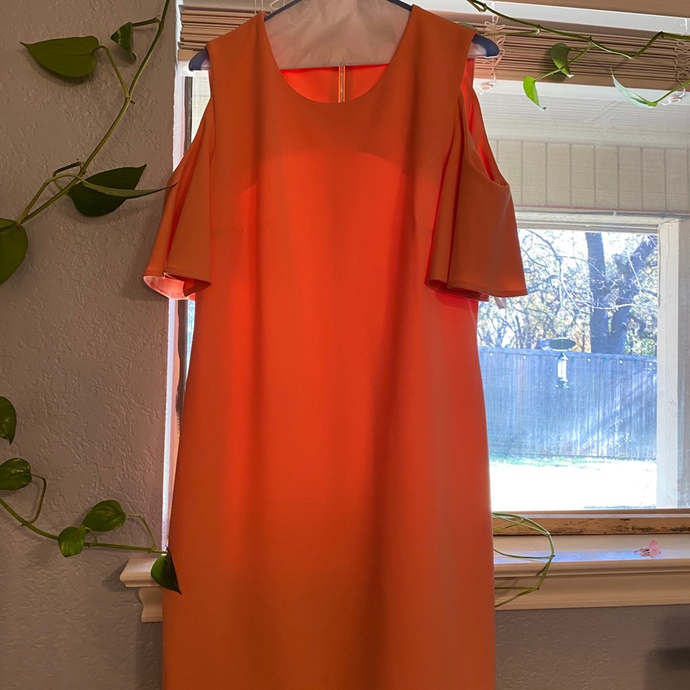 Calvin Klein Peach Cold Shoulder Sheath Dress